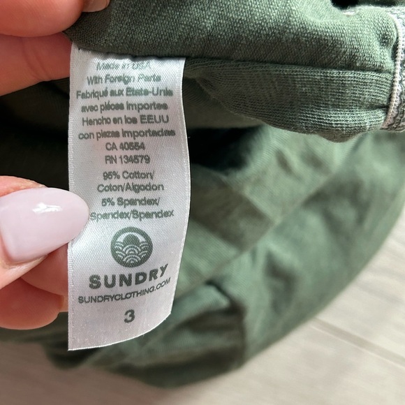 Anthropologie Sundry Shirred Green Long Sleeve Dress - Picture 8 of 12